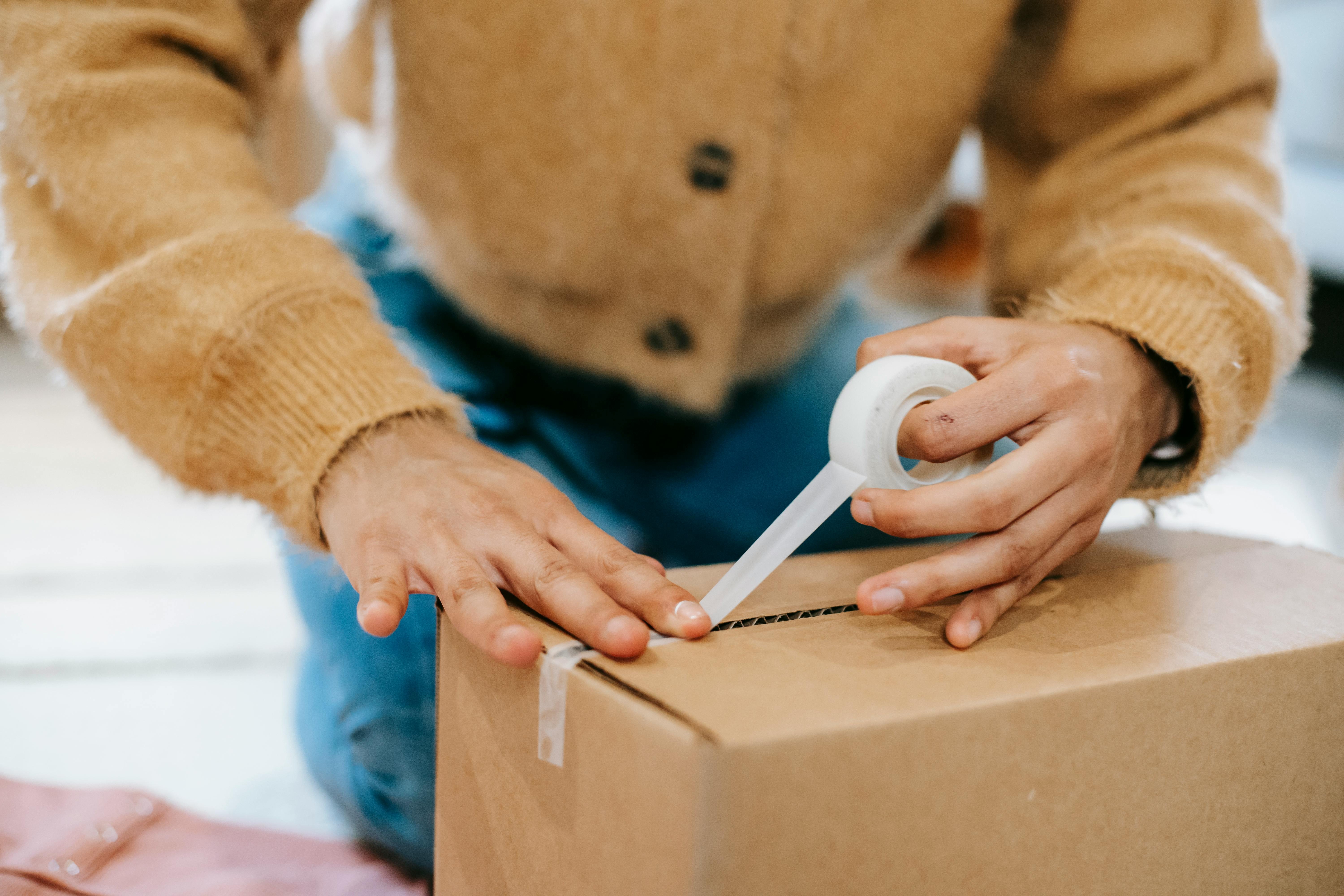 Packing tape sealing a carton